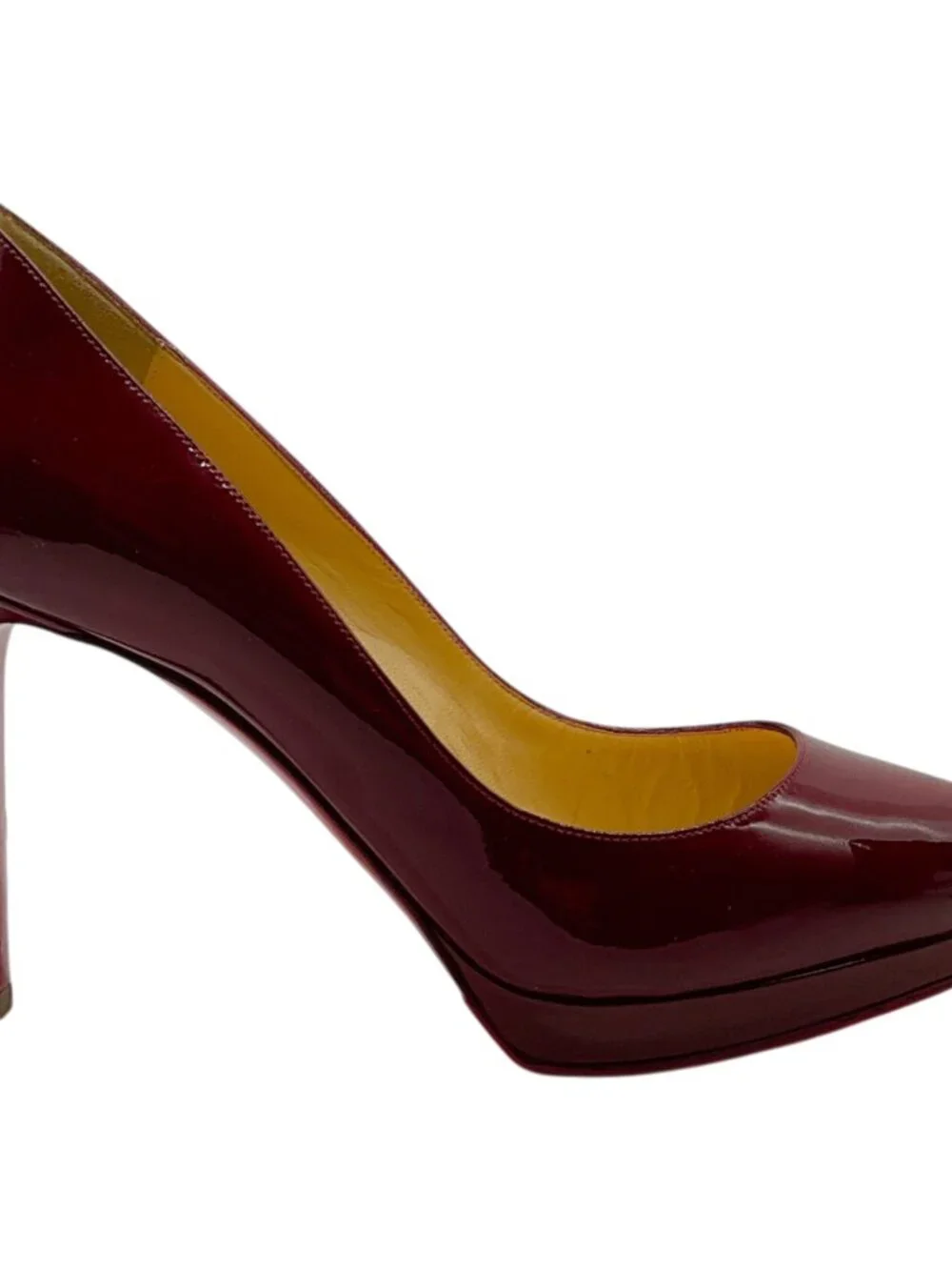Christian Louboutin Dark Red Patent Leather Pigalle Plato Platform Pumps